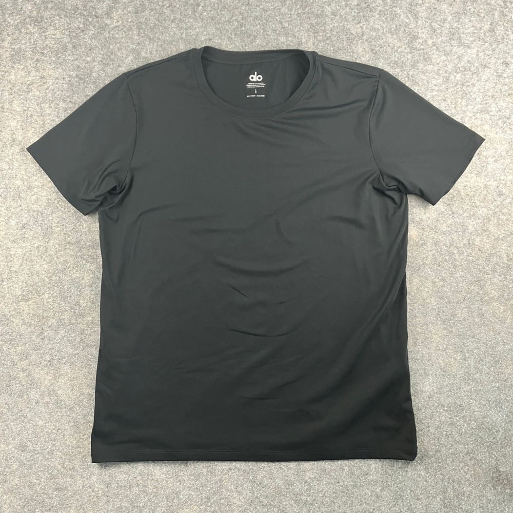 Alo T-Shirt Mens L Black M1205R Short Sleeve Crewneck Performance Athleisure Tee